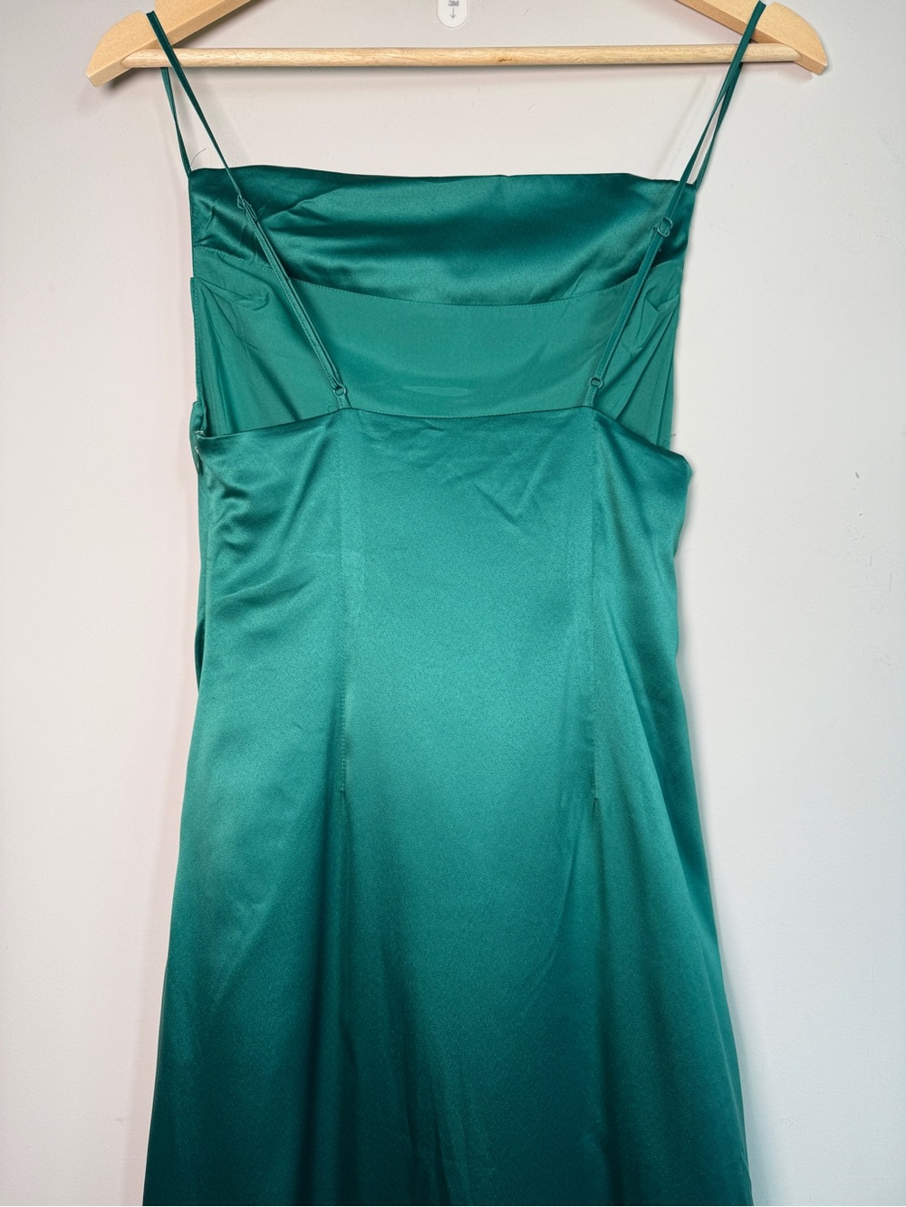 Finesse | Emerald Green Satin Cowl Neck Slip Maxi Dress Side Slit Evening Sz Xs — image 5 of 8